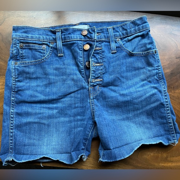 Madewell 10" Skinny High Riser Denim Shorts Button Front - Picture 6 of 13